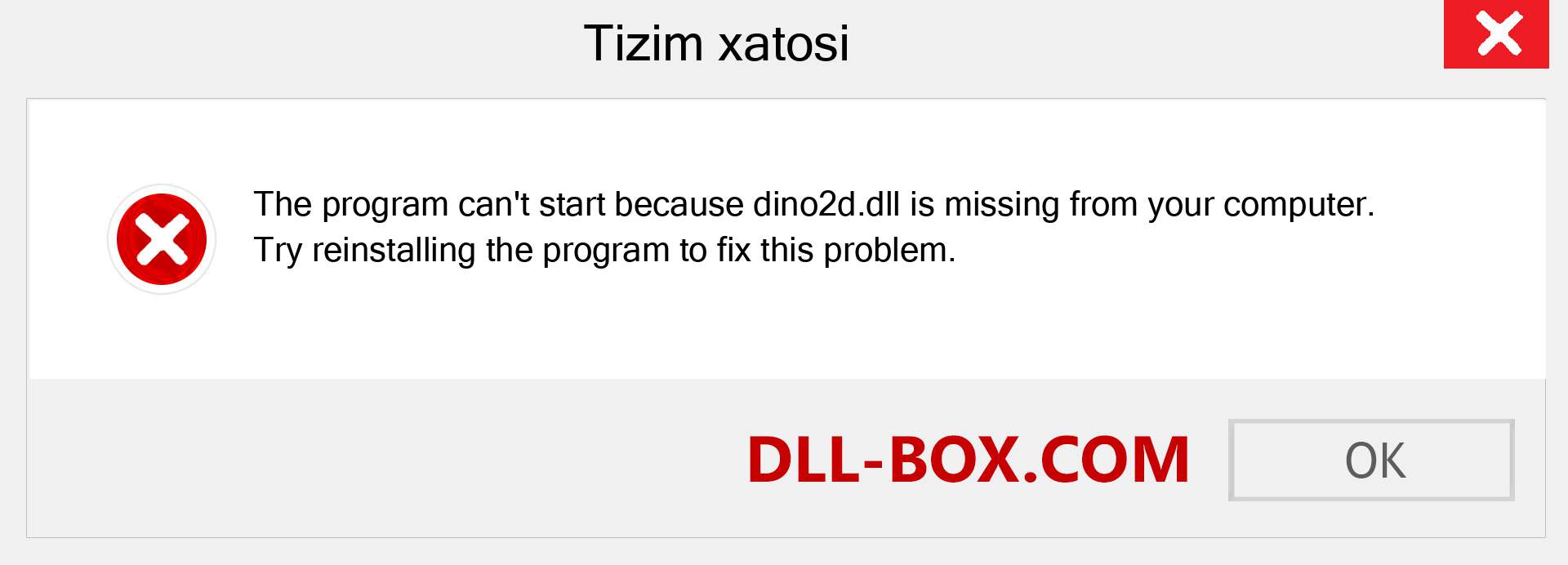 dino2d.dll fayli yo'qolganmi?. Windows 7, 8, 10 uchun yuklab olish - Windowsda dino2d dll etishmayotgan xatoni tuzating, rasmlar, rasmlar